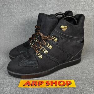 🔴 Shoedazzle Norma Women`s Size 9 Black Hidden Wedge Faux Suede Bootie